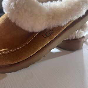UGG Tan and White Cozy Slippers